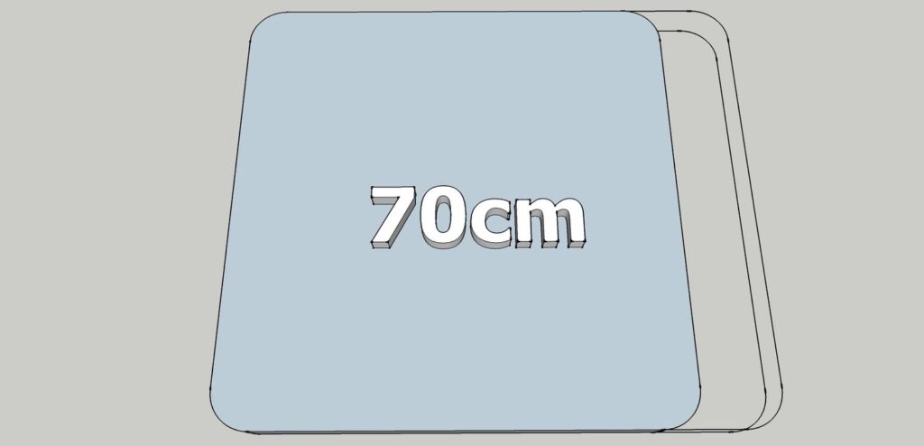 Table pliante en 2 parties, largeur 70 cm