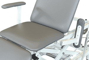 Armrest folds away, upholstered
